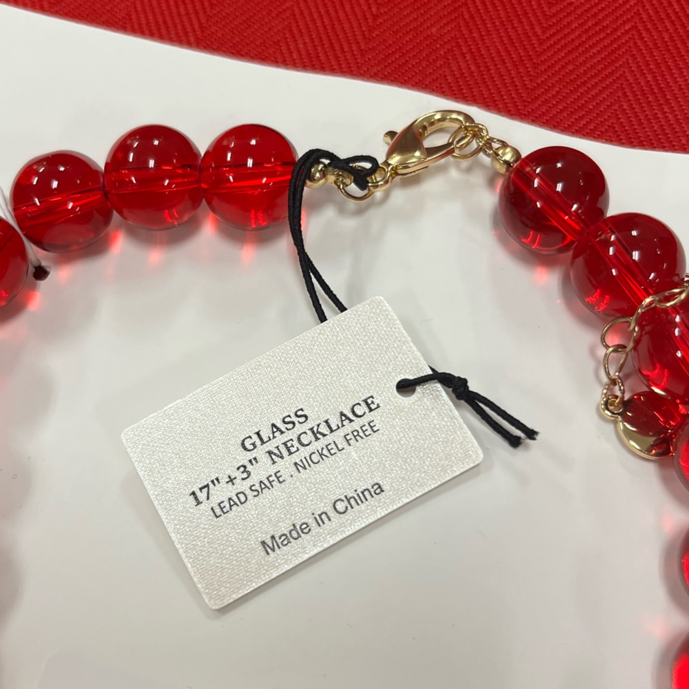 NWT ⚜️♥️⚜️ Piper K Gorgeous Red Beaded Glass Necklace - Picture 8 of 15